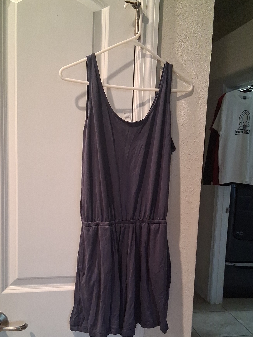 Women’s Sleeveless Scoop-Neck Romper in Charcoal Gray